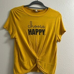Posh Yellow Short Sleeve Tie Front Tee